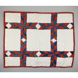 Pottery Barn Larkin Pillow Sham Americana Star Quilted Red Blue Handcrafted